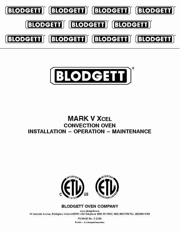 Blodgett Convection Oven MARK V XCEL CONVECTION OVEN-page_pdf